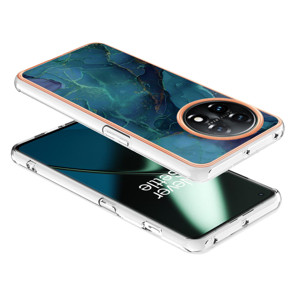 YB IMD Series-16 Style E Phone Case For OnePlus 11 5G , 2.0mm Electroplating IMD Marble Pattern TPU Cover