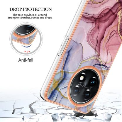 YB IMD Series-16 Style E Phone Case For OnePlus 11 5G , 2.0mm Electroplating IMD Marble Pattern TPU Cover