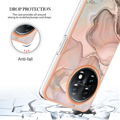 YB IMD Series-16 Style E Phone Case For OnePlus 11 5G , 2.0mm Electroplating IMD Marble Pattern TPU Cover