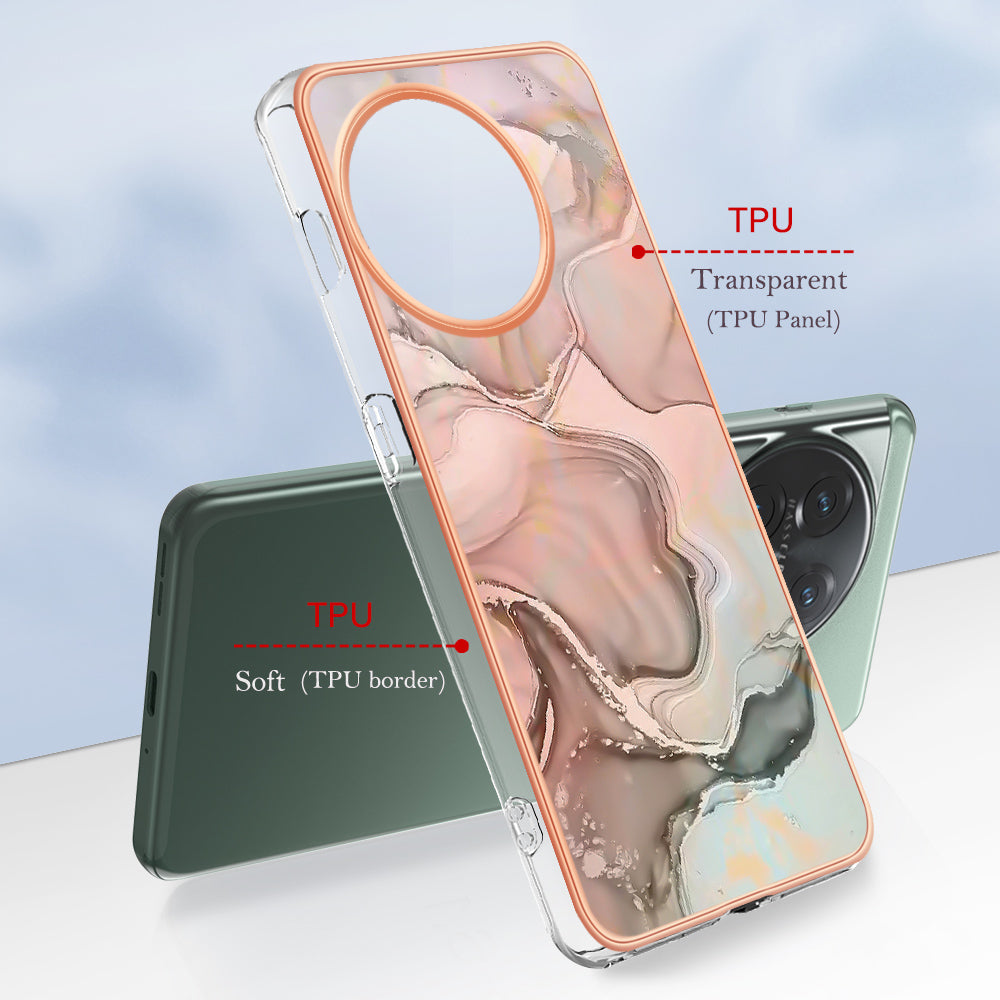 YB IMD Series-16 Style E Phone Case For OnePlus 11 5G , 2.0mm Electroplating IMD Marble Pattern TPU Cover