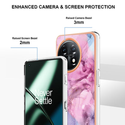 YB IMD Series-16 Style E Phone Case For OnePlus 11 5G , 2.0mm Electroplating IMD Marble Pattern TPU Cover