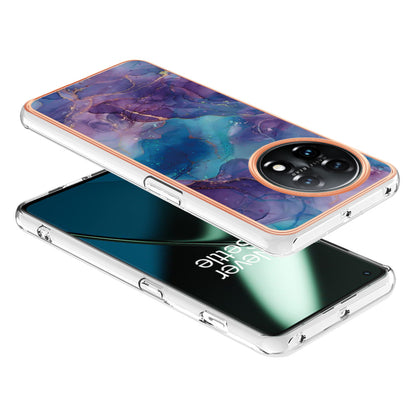 YB IMD Series-16 Style E Phone Case For OnePlus 11 5G , 2.0mm Electroplating IMD Marble Pattern TPU Cover