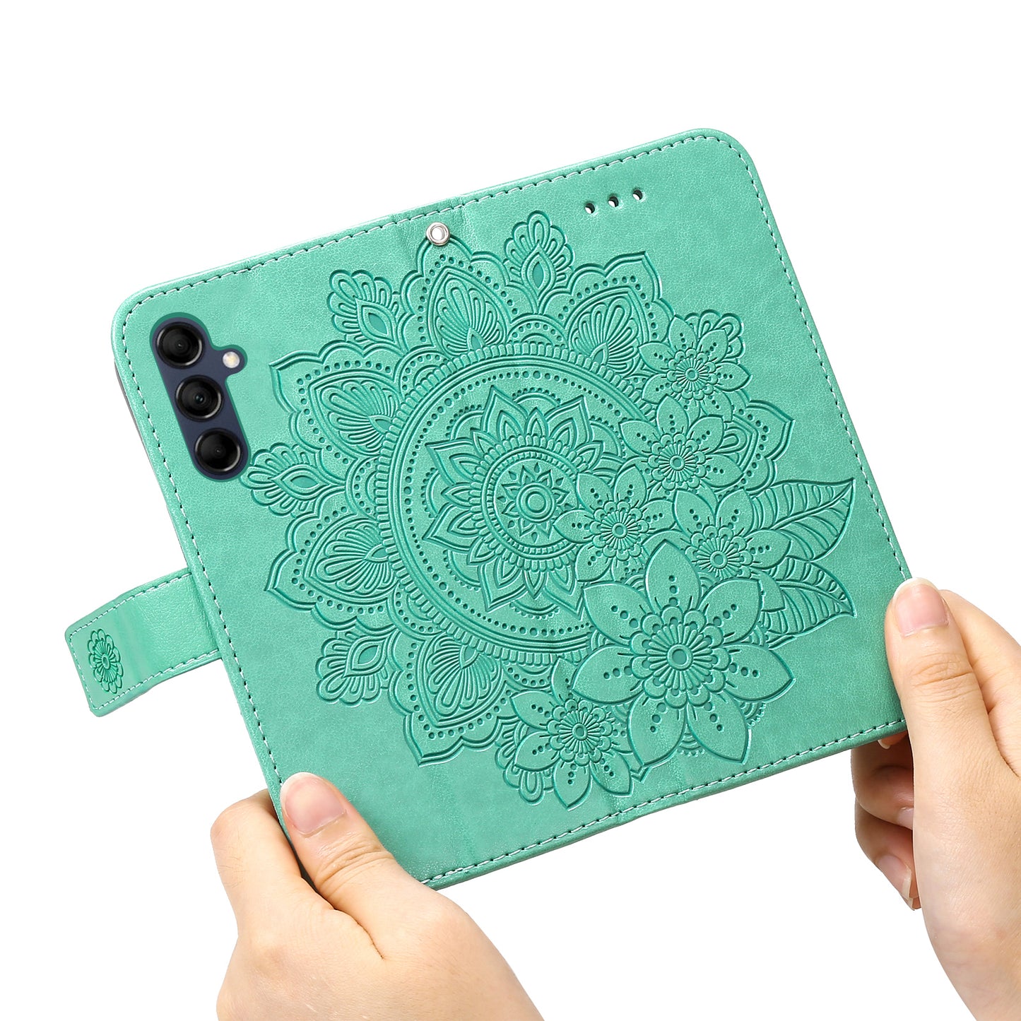 Phone Leather Case for Samsung Galaxy M14 5G Flower Imprinting Stand Wallet Shockproof Phone Cover