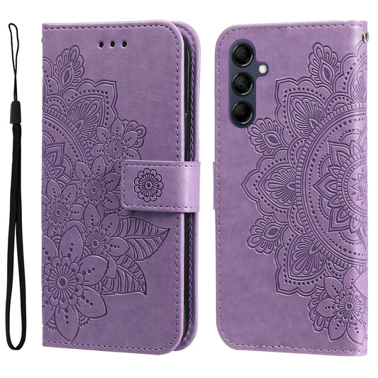 Phone Leather Case for Samsung Galaxy M14 5G Flower Imprinting Stand Wallet Shockproof Phone Cover