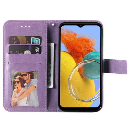 Phone Leather Case for Samsung Galaxy M14 5G Flower Imprinting Stand Wallet Shockproof Phone Cover