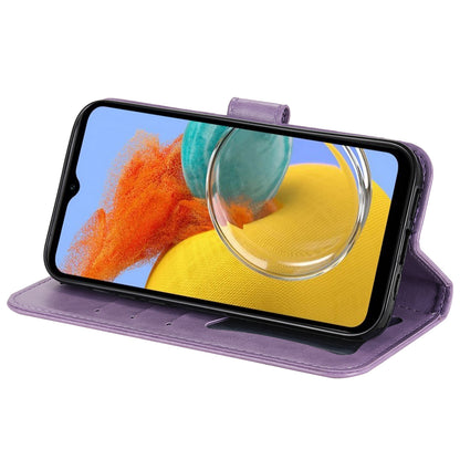 Phone Leather Case for Samsung Galaxy M14 5G Flower Imprinting Stand Wallet Shockproof Phone Cover