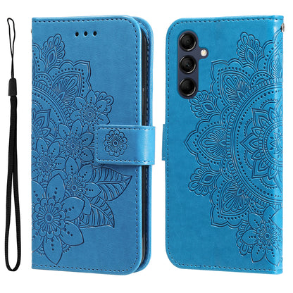 Phone Leather Case for Samsung Galaxy M14 5G Flower Imprinting Stand Wallet Shockproof Phone Cover