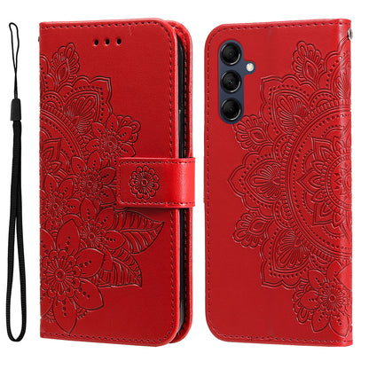 Phone Leather Case for Samsung Galaxy M14 5G Flower Imprinting Stand Wallet Shockproof Phone Cover