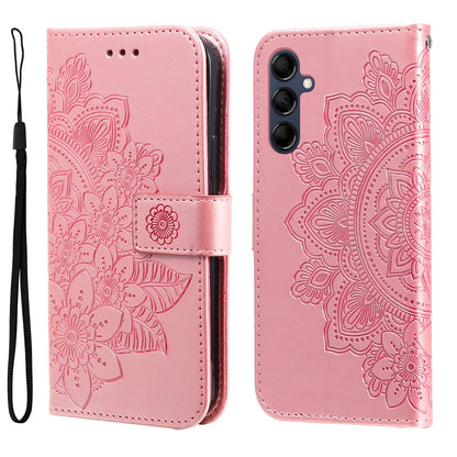Phone Leather Case for Samsung Galaxy M14 5G Flower Imprinting Stand Wallet Shockproof Phone Cover