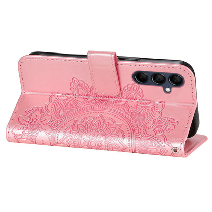Phone Leather Case for Samsung Galaxy M14 5G Flower Imprinting Stand Wallet Shockproof Phone Cover