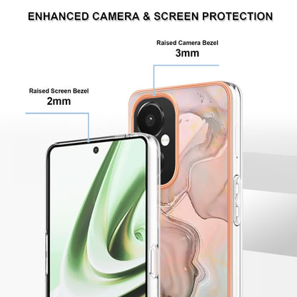 For OnePlus Nord CE 3 5G YB IMD Series-16 Style E  Electroplating IMD Marble Pattern TPU Cover 2.0mm Phone Case