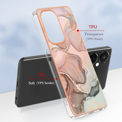 For OnePlus Nord CE 3 5G YB IMD Series-16 Style E  Electroplating IMD Marble Pattern TPU Cover 2.0mm Phone Case