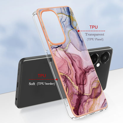 For OnePlus Nord CE 3 5G YB IMD Series-16 Style E  Electroplating IMD Marble Pattern TPU Cover 2.0mm Phone Case