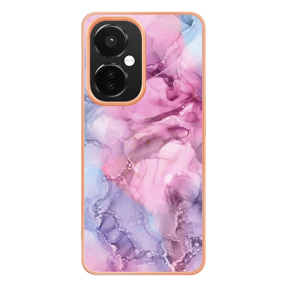 For OnePlus Nord CE 3 5G YB IMD Series-16 Style E  Electroplating IMD Marble Pattern TPU Cover 2.0mm Phone Case
