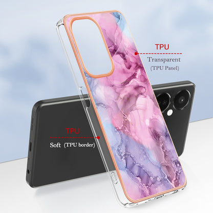 For OnePlus Nord CE 3 5G YB IMD Series-16 Style E  Electroplating IMD Marble Pattern TPU Cover 2.0mm Phone Case