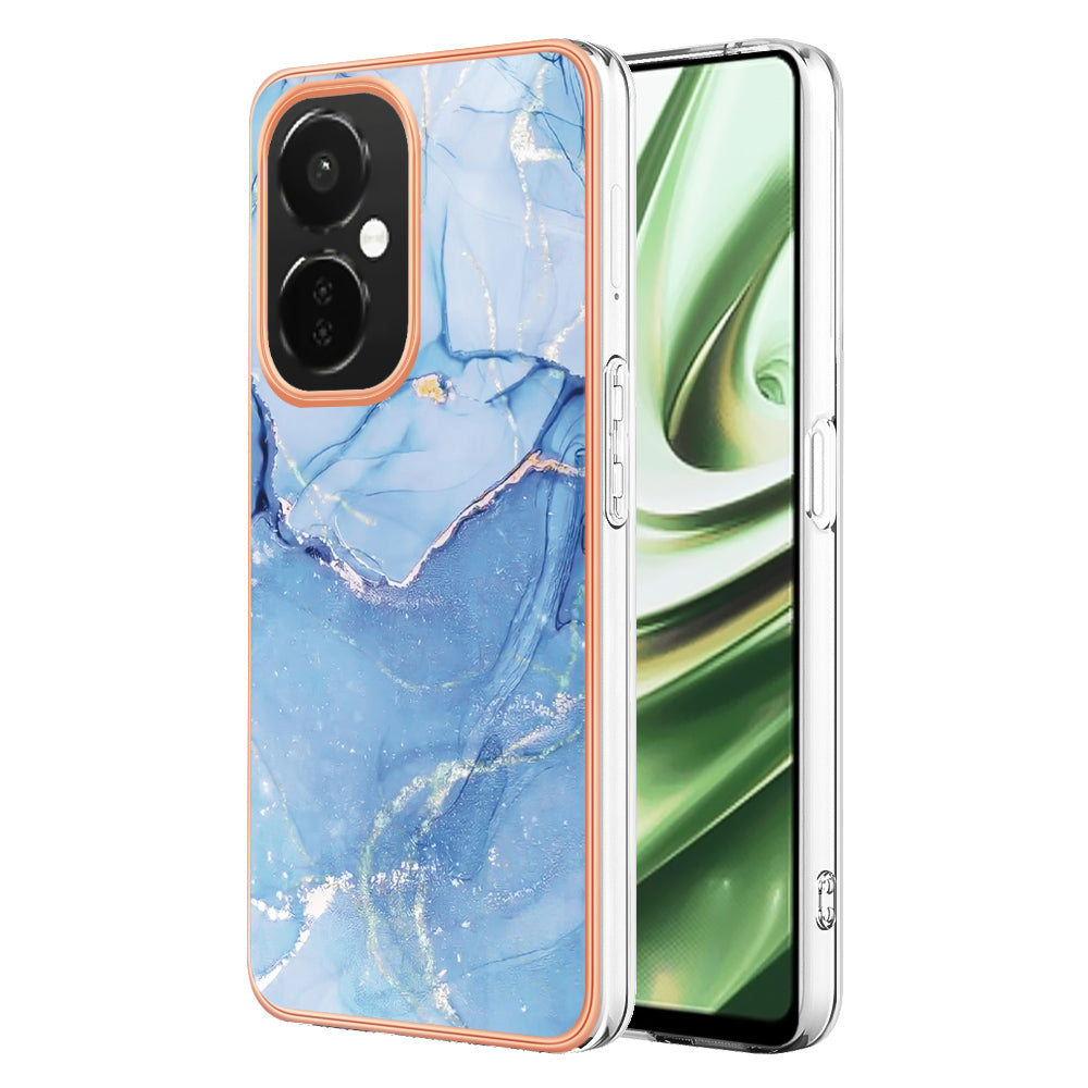 For OnePlus Nord CE 3 5G YB IMD Series-16 Style E  Electroplating IMD Marble Pattern TPU Cover 2.0mm Phone Case