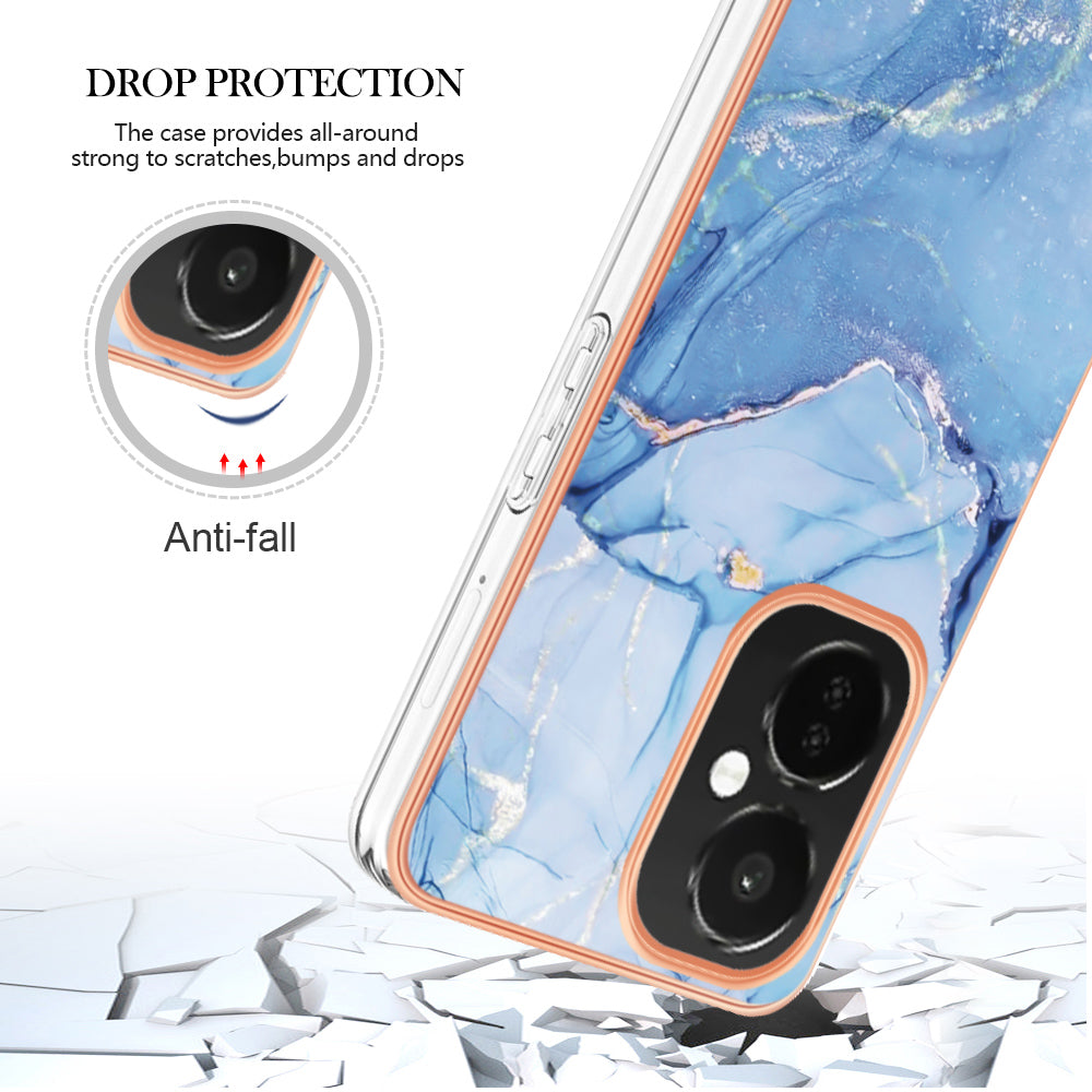 For OnePlus Nord CE 3 5G YB IMD Series-16 Style E  Electroplating IMD Marble Pattern TPU Cover 2.0mm Phone Case