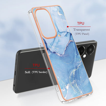 For OnePlus Nord CE 3 5G YB IMD Series-16 Style E  Electroplating IMD Marble Pattern TPU Cover 2.0mm Phone Case