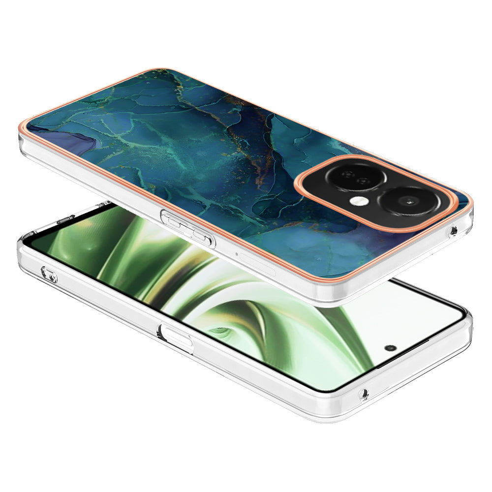 For OnePlus Nord CE 3 5G YB IMD Series-16 Style E  Electroplating IMD Marble Pattern TPU Cover 2.0mm Phone Case