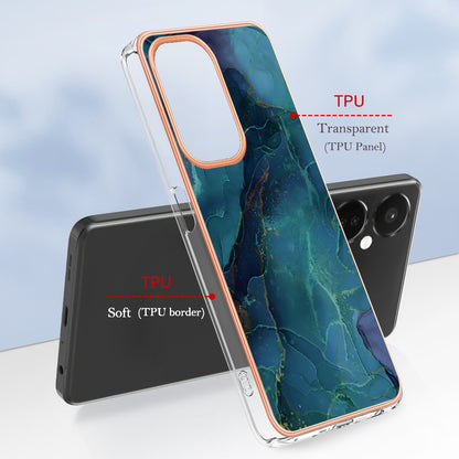 For OnePlus Nord CE 3 5G YB IMD Series-16 Style E  Electroplating IMD Marble Pattern TPU Cover 2.0mm Phone Case