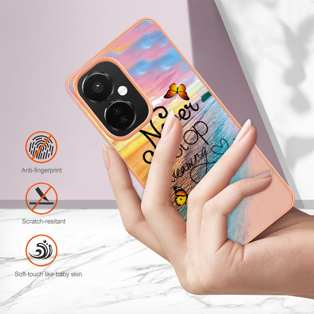 YB IMD Series-1 for OnePlus Nord CE 3 Lite 5G / Nord N30 5G Electroplating Phone Cover Marble Floral Pattern TPU IMD Case