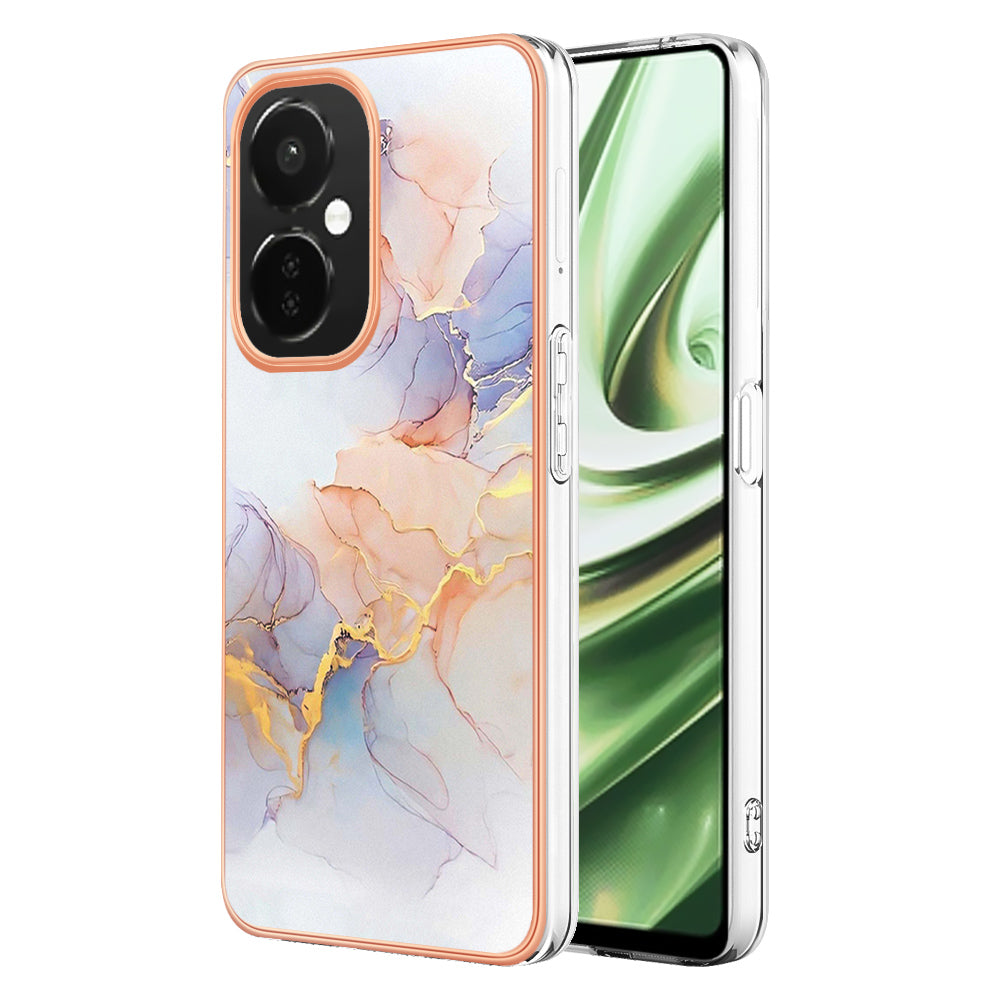YB IMD Series-1 for OnePlus Nord CE 3 Lite 5G / Nord N30 5G Electroplating Phone Cover Marble Floral Pattern TPU IMD Case