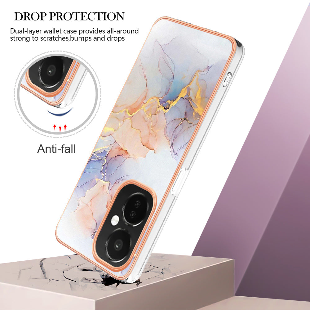 YB IMD Series-1 for OnePlus Nord CE 3 Lite 5G / Nord N30 5G Electroplating Phone Cover Marble Floral Pattern TPU IMD Case