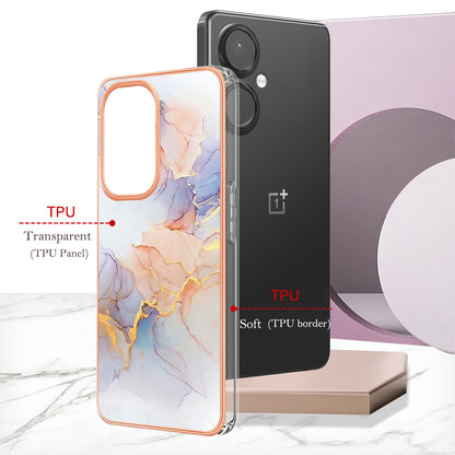 YB IMD Series-1 for OnePlus Nord CE 3 Lite 5G / Nord N30 5G Electroplating Phone Cover Marble Floral Pattern TPU IMD Case