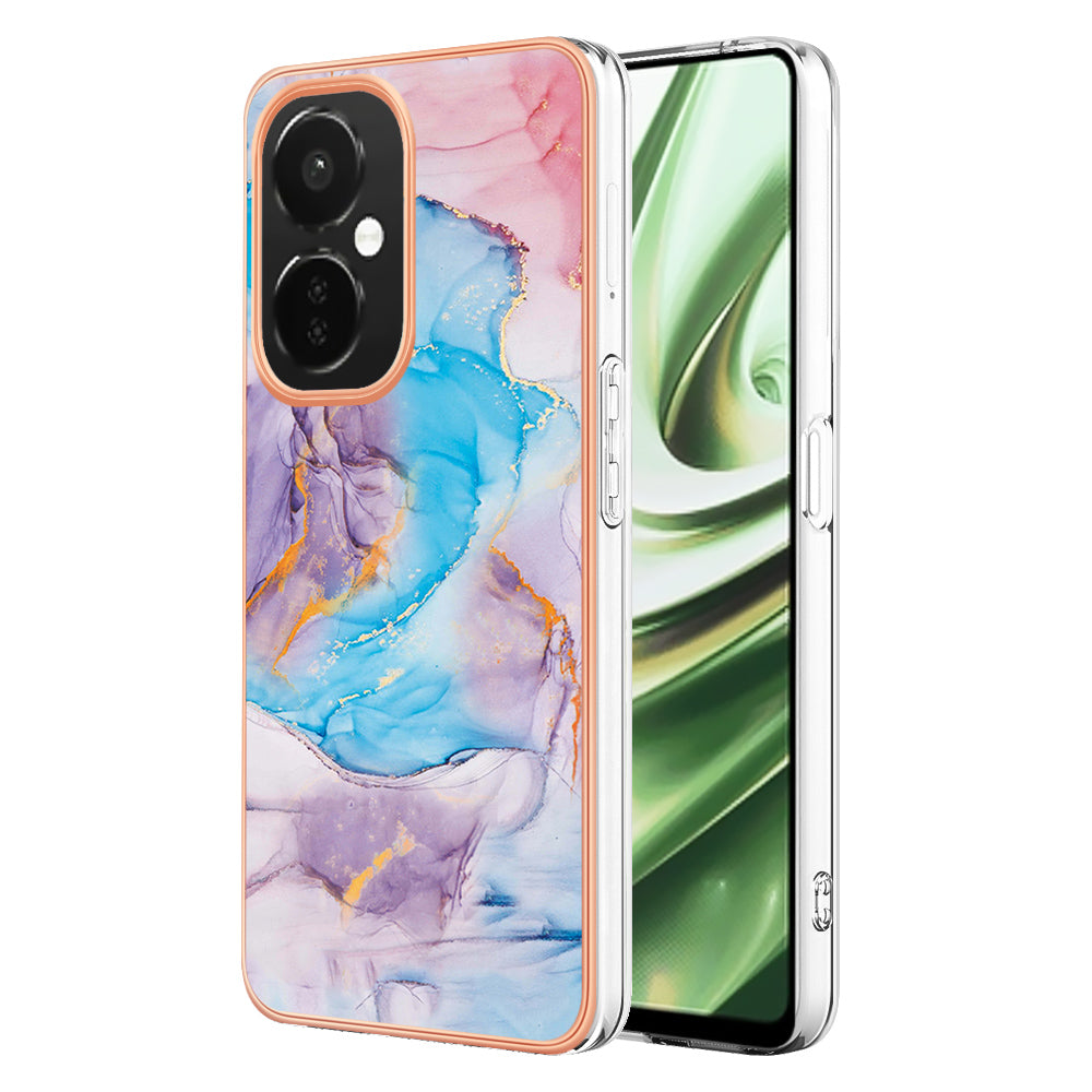 YB IMD Series-1 for OnePlus Nord CE 3 Lite 5G / Nord N30 5G Electroplating Phone Cover Marble Floral Pattern TPU IMD Case