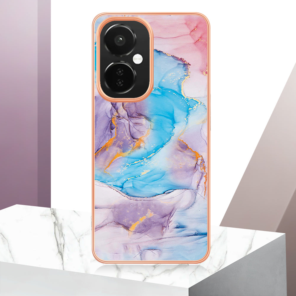 YB IMD Series-1 for OnePlus Nord CE 3 Lite 5G / Nord N30 5G Electroplating Phone Cover Marble Floral Pattern TPU IMD Case