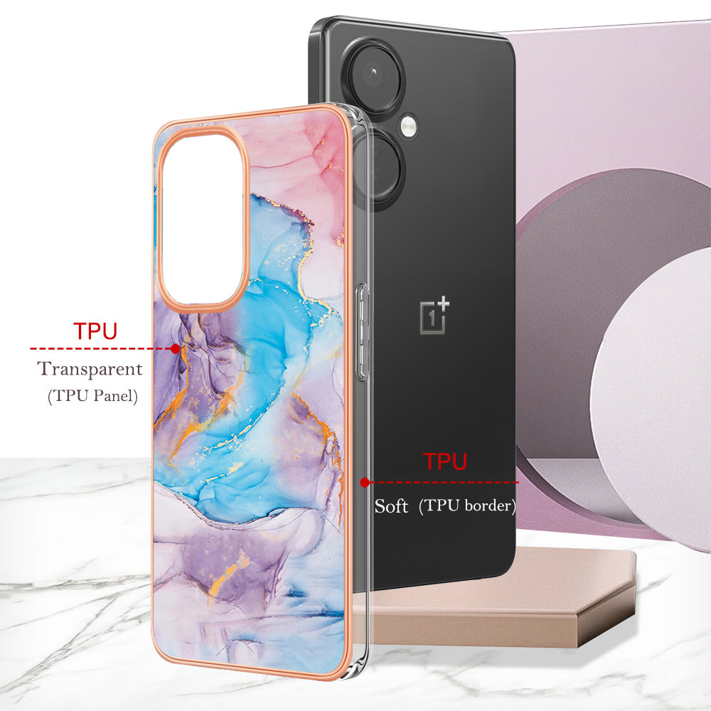 YB IMD Series-1 for OnePlus Nord CE 3 Lite 5G / Nord N30 5G Electroplating Phone Cover Marble Floral Pattern TPU IMD Case