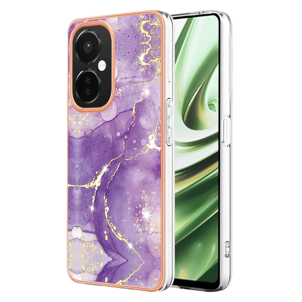 For OnePlus Nord CE 3 Lite 5G / Nord N30 5G YB IMD Series-2 Marble Pattern IMD TPU Case Electroplating Frame Phone Cover