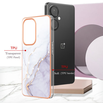For OnePlus Nord CE 3 Lite 5G / Nord N30 5G YB IMD Series-2 Marble Pattern IMD TPU Case Electroplating Frame Phone Cover