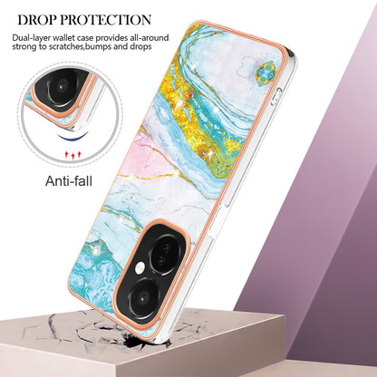 For OnePlus Nord CE 3 Lite 5G / Nord N30 5G YB IMD Series-2 Marble Pattern IMD TPU Case Electroplating Frame Phone Cover