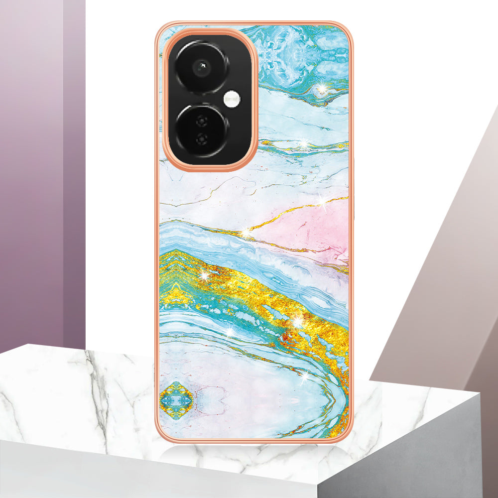 For OnePlus Nord CE 3 Lite 5G / Nord N30 5G YB IMD Series-2 Marble Pattern IMD TPU Case Electroplating Frame Phone Cover