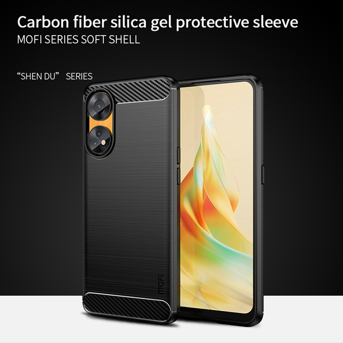 MOFI JK TPU Series-1 For Oppo Reno8 T 4G Carbon Fiber Back Cover Brushed TPU Phone Shell