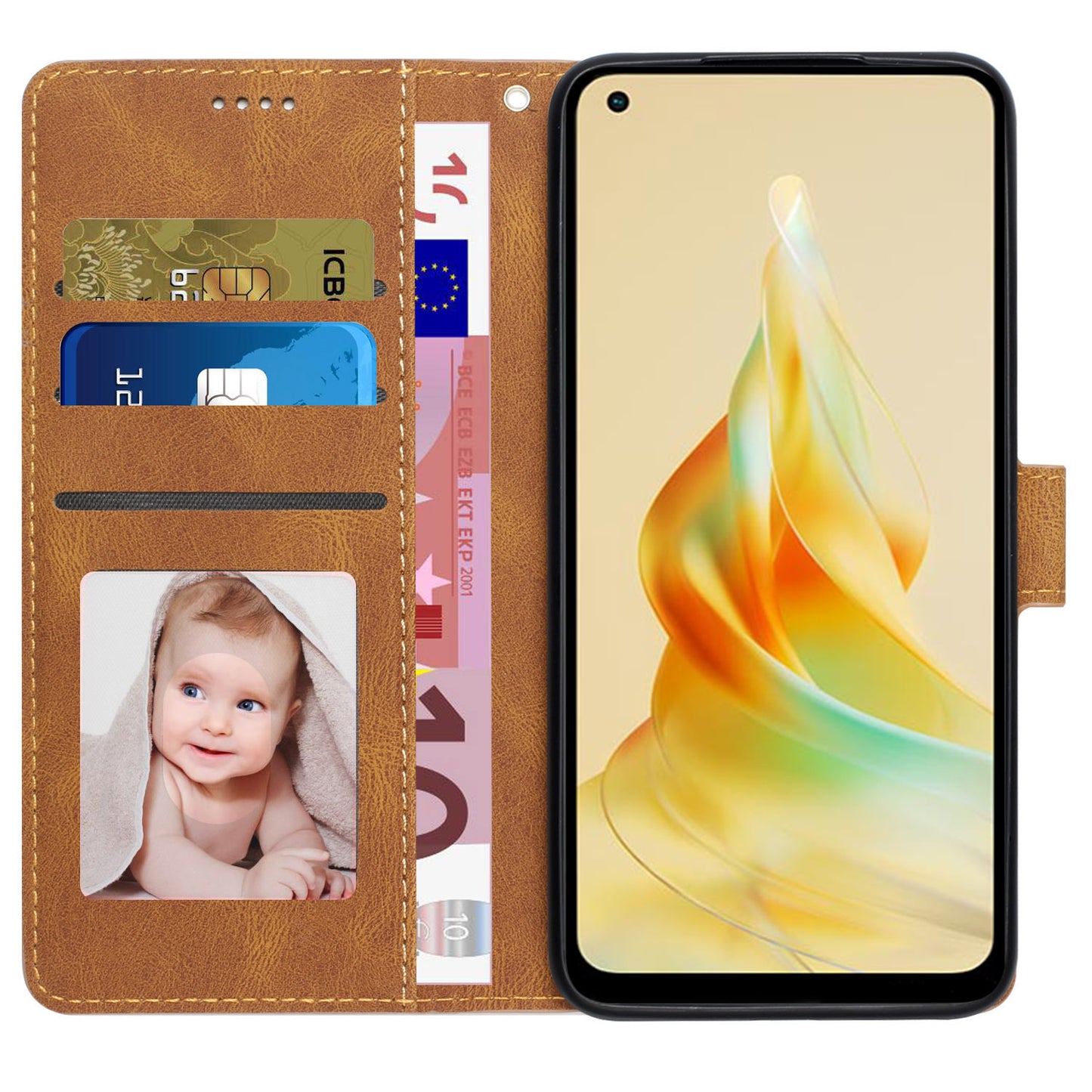 For Oppo Reno8 T 4G Leather Wallet Phone Case Drop-proof Stand Phone Cover with Strap