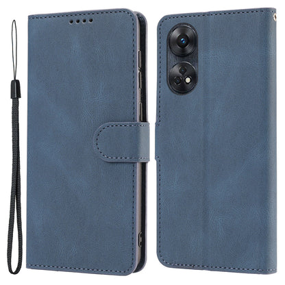 For Oppo Reno8 T 4G Leather Wallet Phone Case Drop-proof Stand Phone Cover with Strap