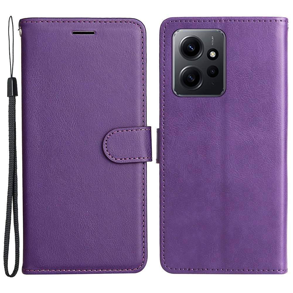 KT Leather Series-2 For Xiaomi Redmi Note 12 4G Flip Stand Protective Shell Solid Color PU Leather Wallet Phone Case