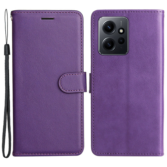 KT Leather Series-2 For Xiaomi Redmi Note 12 4G Flip Stand Protective Shell Solid Color PU Leather Wallet Phone Case