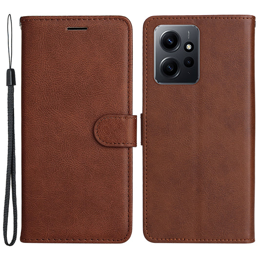 KT Leather Series-2 For Xiaomi Redmi Note 12 4G Flip Stand Protective Shell Solid Color PU Leather Wallet Phone Case