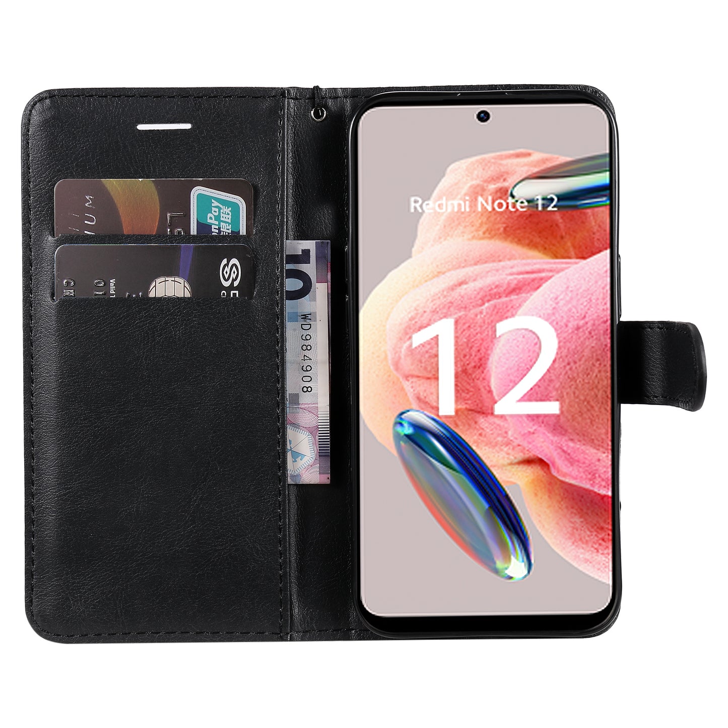 KT Leather Series-2 For Xiaomi Redmi Note 12 4G Flip Stand Protective Shell Solid Color PU Leather Wallet Phone Case