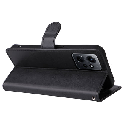 KT Leather Series-2 For Xiaomi Redmi Note 12 4G Flip Stand Protective Shell Solid Color PU Leather Wallet Phone Case