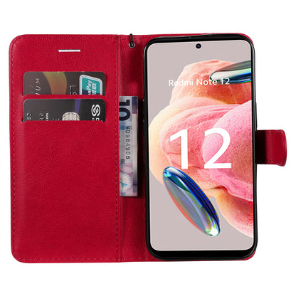 KT Leather Series-2 For Xiaomi Redmi Note 12 4G Flip Stand Protective Shell Solid Color PU Leather Wallet Phone Case