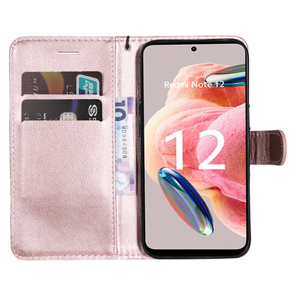 KT Leather Series-2 For Xiaomi Redmi Note 12 4G Flip Stand Protective Shell Solid Color PU Leather Wallet Phone Case