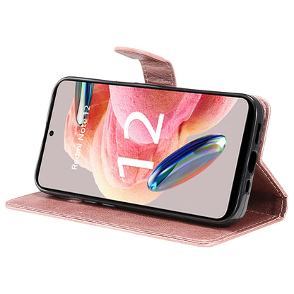 KT Leather Series-2 For Xiaomi Redmi Note 12 4G Flip Stand Protective Shell Solid Color PU Leather Wallet Phone Case