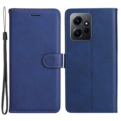 KT Leather Series-2 For Xiaomi Redmi Note 12 4G Flip Stand Protective Shell Solid Color PU Leather Wallet Phone Case