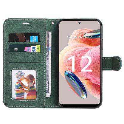 KT Leather Series-5 for Xiaomi Redmi Note 12 4G Drop-proof Stand Phone Case 3-Color Splicing PU Leather Wallet Cover