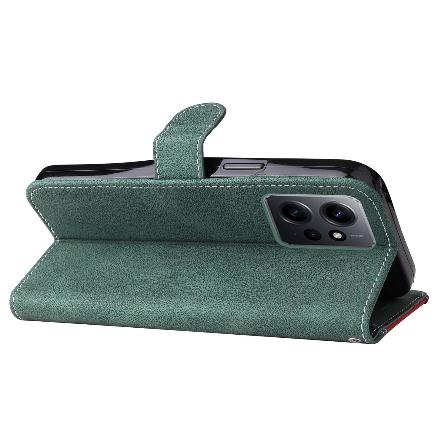 KT Leather Series-5 for Xiaomi Redmi Note 12 4G Drop-proof Stand Phone Case 3-Color Splicing PU Leather Wallet Cover