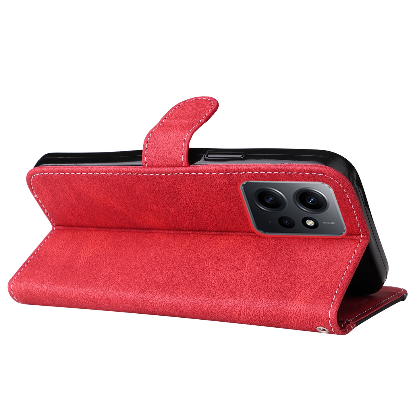 KT Leather Series-5 for Xiaomi Redmi Note 12 4G Drop-proof Stand Phone Case 3-Color Splicing PU Leather Wallet Cover
